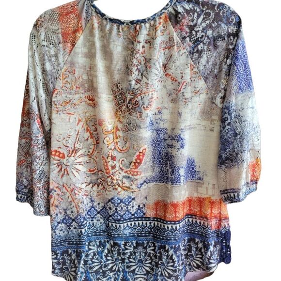 Chico's Crochet Hem Boho Knit Top - Picture 3 of 8